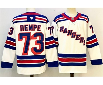 Men's New York Rangers #73 Matt Rempe White 2024-25 Away Stitched Hockey Jersey