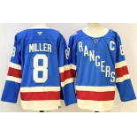 Men's New York Rangers #8 JT Miller Blue 2025 With C Patch Stitched Hockey Jersey Men's New York Rangers #8 JT Miller Blue 2025 With C Patch Stitched Hockey Jersey