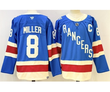 Men's New York Rangers #8 JT Miller Blue 2025 With C Patch Stitched Hockey Jersey