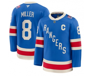 Men's New York Rangers #8 JT Miller Blue Centennial With C Patch Stitched Hockey Jersey