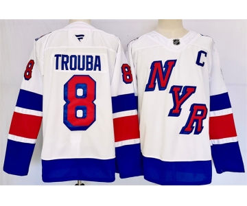 Men's New York Rangers #8 Jacob Trouba White 2024-25 Stadium Series Stitched Jersey