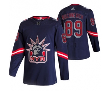 Men's New York Rangers #89 Pavel Buchnevich Navy 2020-21 Reverse Retro Alternate Hockey Jersey