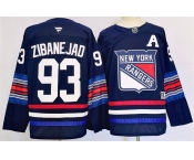 Men's New York Rangers #93 Mika Zibanejad Navy 2024-25 Stitched Jersey