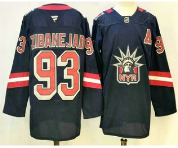 Men's New York Rangers #93 Mika Zibanejad Navy Reverse Retro Authentic Jersey