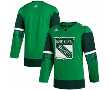 Men's New York Rangers Blank 2020 St. Patrick's Day Stitched Hockey Jersey Green