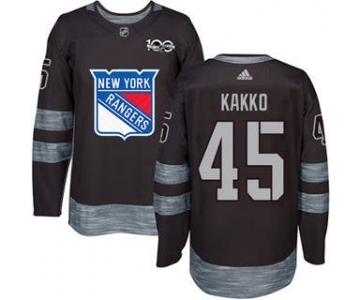 Men's Rangers #45 Kappo Kakko Black 1917-2017 100th Anniversary Stitched Hockey Jersey