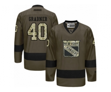 Men's Reebok New York Rangers #40 Michael Grabner Authentic Green Salute to Service NHL Jersey