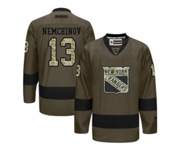 New York Rangers #13 Sergei Nemchinov Green Salute to Service Stitched NHL Jersey