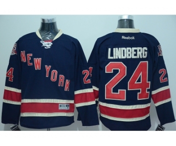 New York Rangers #24 Oscar Lindberg Navy Blue Stitched NHL Jersey