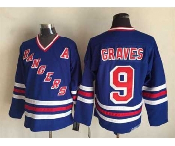 nhl jerseys new york rangers #9 graves blue[patch A][m&n]