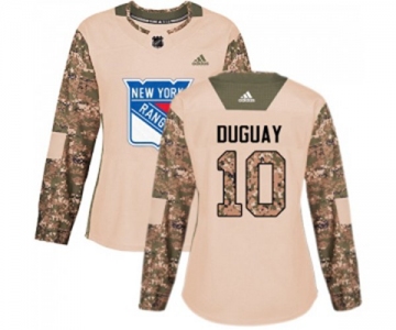 Women Adidas New York Rangers #10 Ron Duguay Authentic Camo Veterans Day Practice NHL Jersey