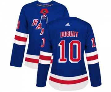 Women Adidas New York Rangers #10 Ron Duguay Authentic Royal Blue Home NHL Jersey