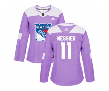 Women Adidas New York Rangers #11 Mark Messier Purple Authentic Fights Cancer Stitched NHL Jersey