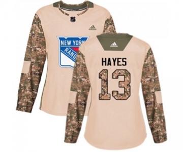 Women Adidas New York Rangers #13 Kevin Hayes Authentic Camo Veterans Day Practice NHL Jersey