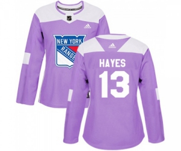 Women Adidas New York Rangers #13 Kevin Hayes Authentic Purple Fights Cancer Practice NHL Jersey