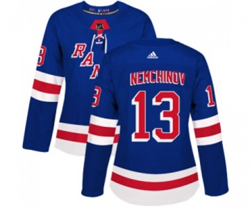 Women Adidas New York Rangers #13 Sergei Nemchinov Authentic Royal Blue Home NHL Jersey