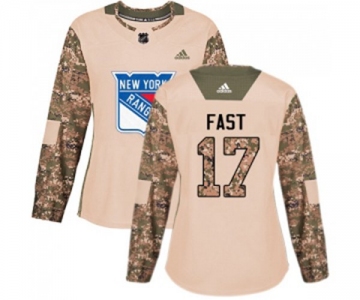 Women Adidas New York Rangers #17 Jesper Fast Authentic Camo Veterans Day Practice NHL Jersey