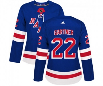 Women Adidas New York Rangers #22 Mike Gartner Authentic Royal Blue Home NHL Jersey
