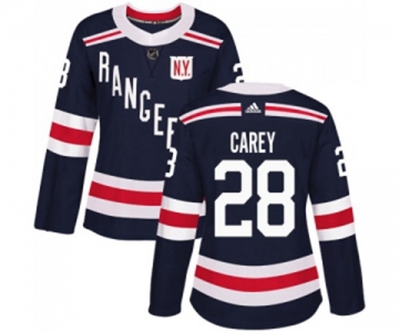 Women Adidas New York Rangers #28 Paul Carey Authentic Navy Blue 2018 Winter Classic NHL Jersey