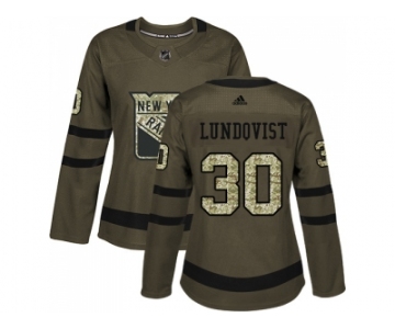 Women Adidas New York Rangers #30 Henrik Lundqvist Green Salute to Service Stitched NHL Jersey