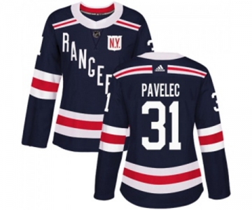 Women Adidas New York Rangers #31 Ondrej Pavelec Authentic Navy Blue 2018 Winter Classic NHL Jersey