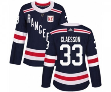 Women Adidas New York Rangers #33 Fredrik Claesson Authentic Navy Blue 2018 Winter Classic NHL Jersey