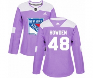 Women Adidas New York Rangers #48 Brett Howden Authentic Purple Fights Cancer Practice NHL Jersey
