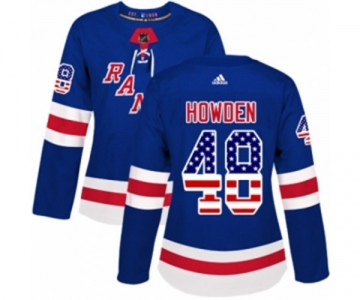 Women Adidas New York Rangers #48 Brett Howden Authentic Royal Blue USA Flag Fashion NHL Jersey