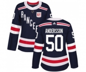 Women Adidas New York Rangers #50 Lias Andersson Authentic Navy Blue 2018 Winter Classic NHL Jersey