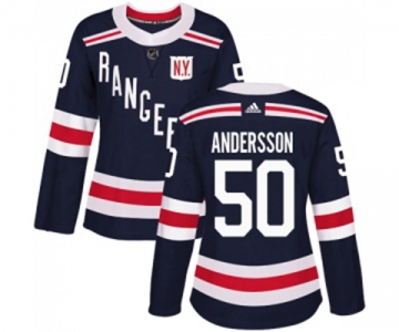 Women Adidas New York Rangers #50 Lias Andersson Authentic Navy Blue 2018 Winter Classic NHL Jersey