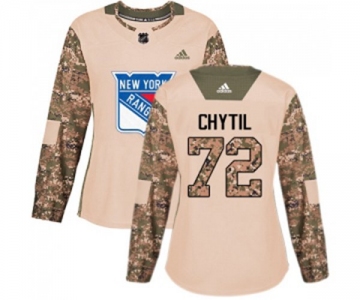 Women Adidas New York Rangers #72 Filip Chytil Authentic Camo Veterans Day Practice NHL Jersey