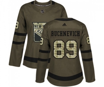 Women Adidas New York Rangers #89 Pavel Buchnevich Authentic Green Salute to Service NHL Jersey