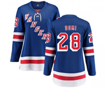 Women New York Rangers #28 Tie Domi Fanatics Branded Royal Blue Home Breakaway NHL Jersey
