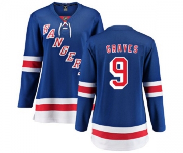 Women New York Rangers #9 Adam Graves Fanatics Branded Royal Blue Home Breakaway NHL Jersey