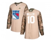 Youth Adidas New York Rangers #10 J.T. Miller Camo Authentic 2017 Veterans Day Stitched NHL Jersey