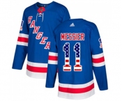 Youth Adidas New York Rangers #11 Mark Messier Authentic Royal Blue USA Flag Fashion NHL Jersey