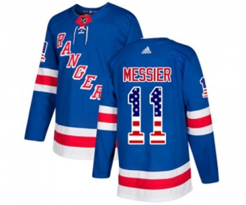 Youth Adidas New York Rangers #11 Mark Messier Authentic Royal Blue USA Flag Fashion NHL Jersey