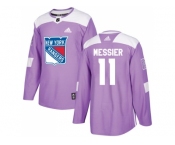 Youth Adidas New York Rangers #11 Mark Messier Purple Authentic Fights Cancer Stitched NHL Jersey