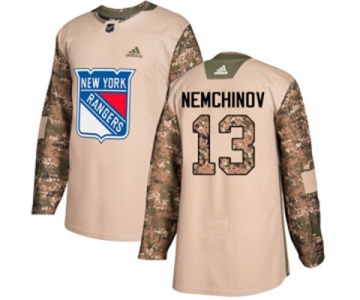 Youth Adidas New York Rangers #13 Sergei Nemchinov Authentic Camo Veterans Day Practice NHL Jersey