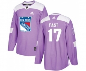 Youth Adidas New York Rangers #17 Jesper Fast Authentic Purple Fights Cancer Practice NHL Jersey