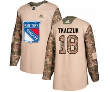 Youth Adidas New York Rangers #18 Walt Tkaczuk Authentic Camo Veterans Day Practice NHL Jersey