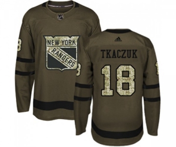 Youth Adidas New York Rangers #18 Walt Tkaczuk Premier Green Salute to Service NHL Jersey