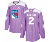 Youth Adidas New York Rangers #2 Brian Leetch Authentic Purple Fights Cancer Practice NHL Jersey