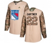 Youth Adidas New York Rangers #22 Mike Gartner Authentic Camo Veterans Day Practice NHL Jersey