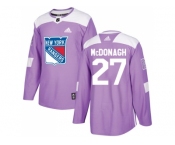 Youth Adidas New York Rangers #27 Ryan McDonagh Purple Authentic Fights Cancer Stitched NHL Jersey