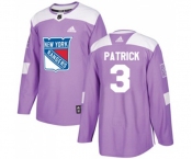 Youth Adidas New York Rangers #3 James Patrick Authentic Purple Fights Cancer Practice NHL Jersey