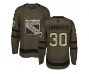 Youth Adidas New York Rangers #30 Henrik Lundqvist Green Salute to Service Stitched NHL Jersey