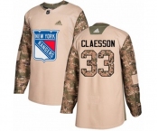 Youth Adidas New York Rangers #33 Fredrik Claesson Authentic Camo Veterans Day Practice NHL Jersey