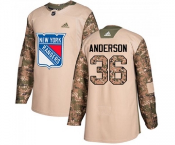 Youth Adidas New York Rangers #36 Glenn Anderson Authentic Camo Veterans Day Practice NHL Jersey