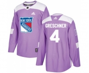 Youth Adidas New York Rangers #4 Ron Greschner Authentic Purple Fights Cancer Practice NHL Jersey